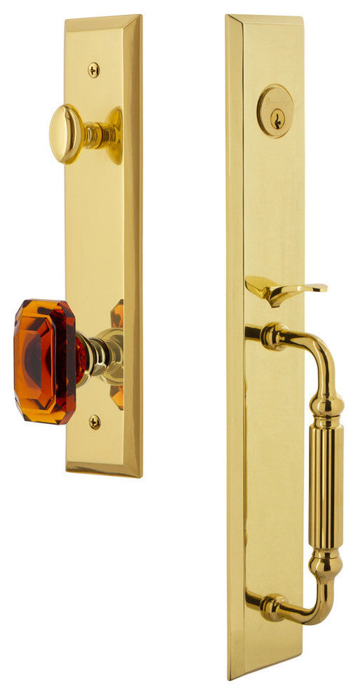 Fifth Avenue 1-Piece Dummy Handleset, F Grip and Baguette Amber Knob, 849251