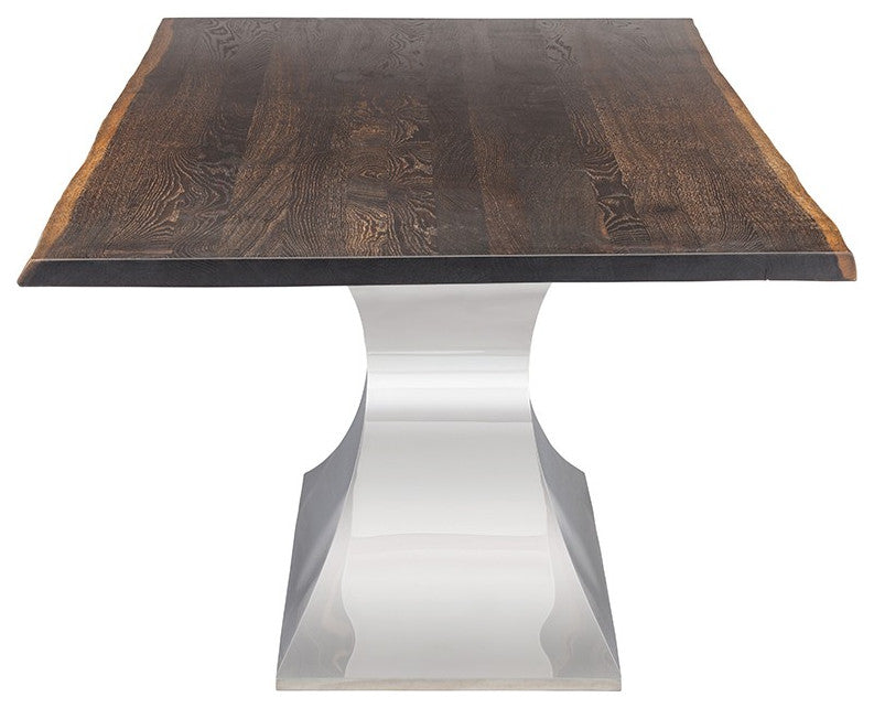 Praetorian 112-Inch Dining Table In Seared Oak And Stainless Steel