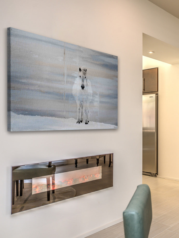 "White Horse Forward" Painting Print on Wrapped Canvas, 30"x20"