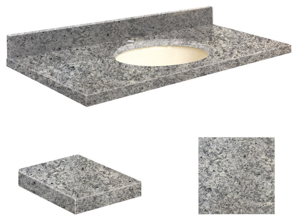 Quartz 49"x22" Vanity Top, Biscuit Bowl, Overture, Single Hole