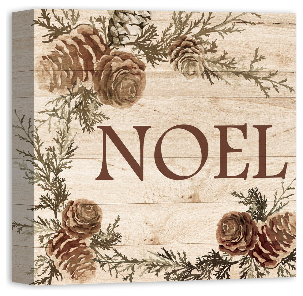 "Rustic Noel" Canvas Wall Art, 16"x16"