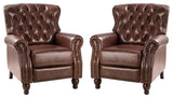 Genuine Leather Recliner, Set of 2, Brown
