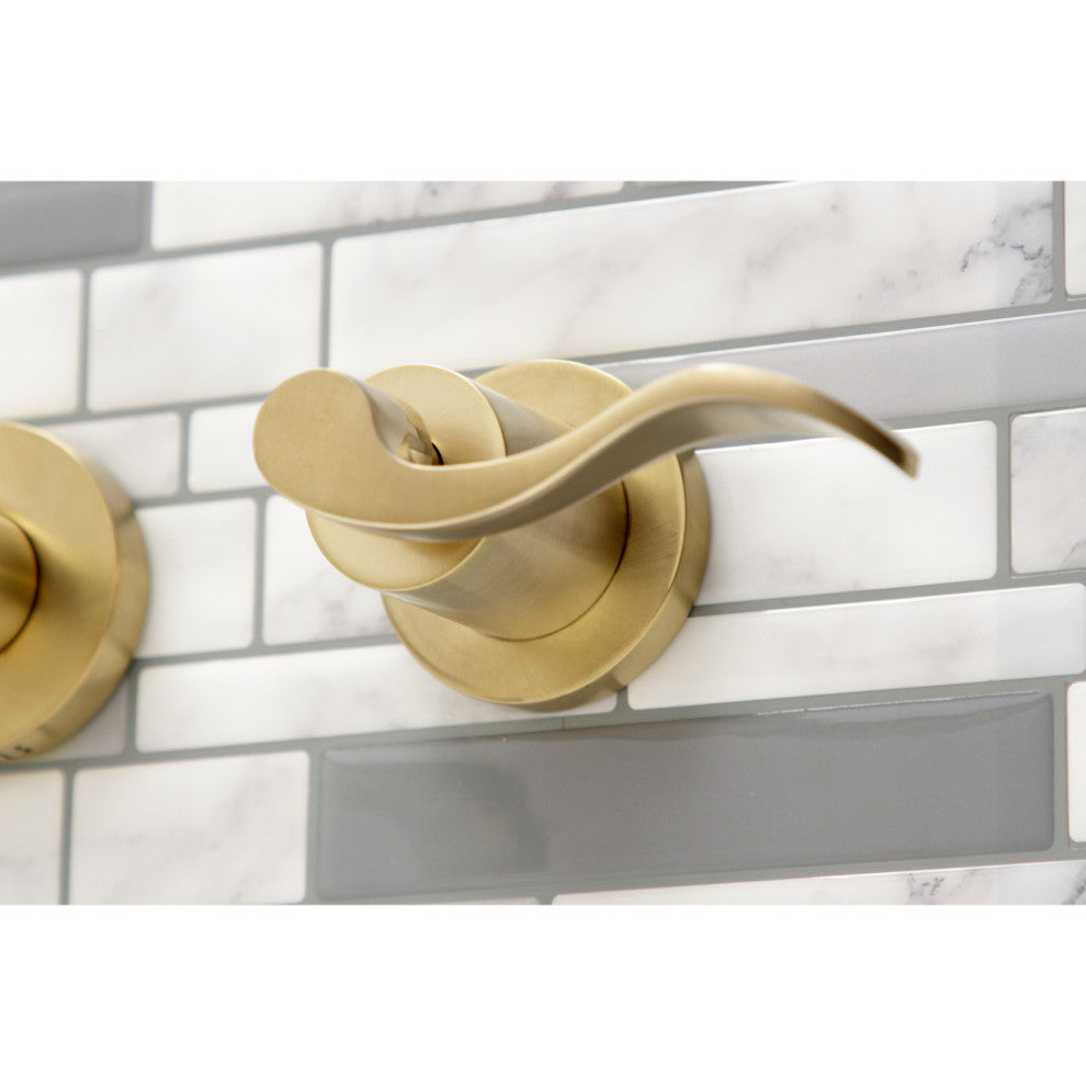 Kingston Brass KS8127DFL 2-Handle Wall Mount Bathroom Faucet, Brushed Brass