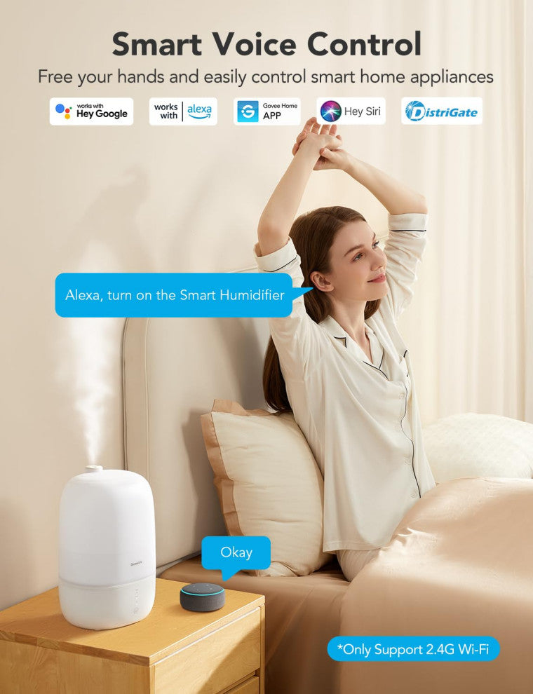 Smart Humidifiers for Bedroom, 3L Top Fill Cool Mist Humidifiers With Essential.