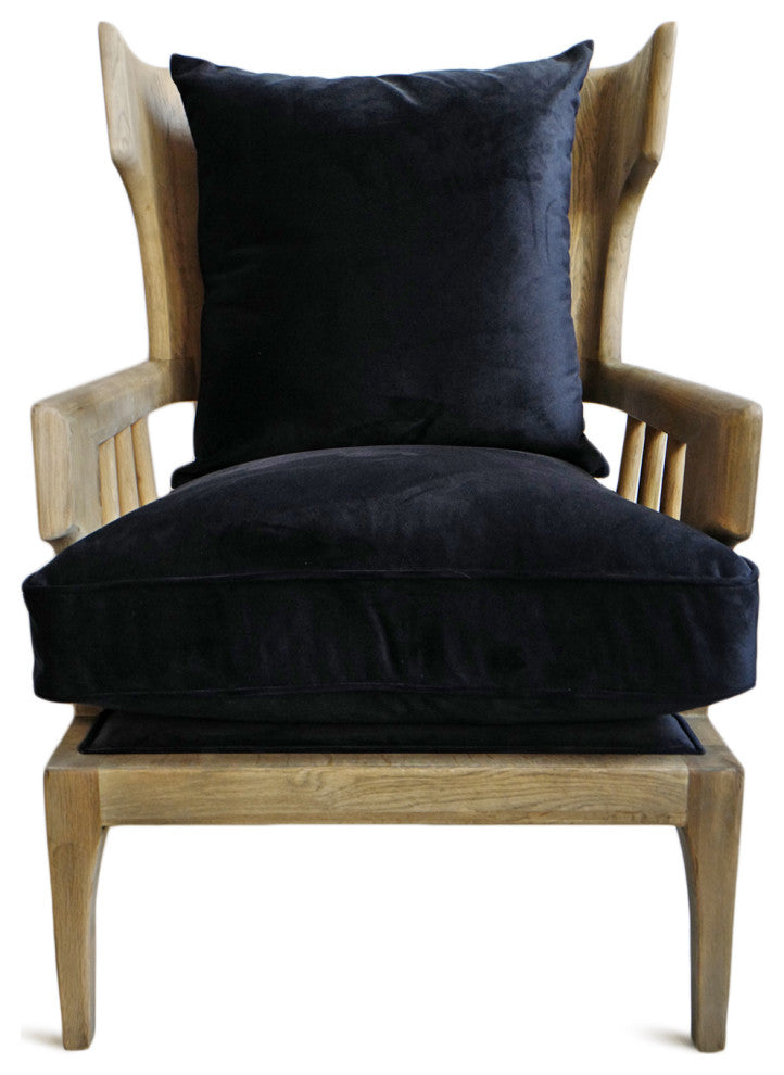 Wingback Navy Velvet Arm Chair
