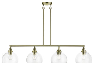 4 Light Antique Brass Large Linear Chandelier
