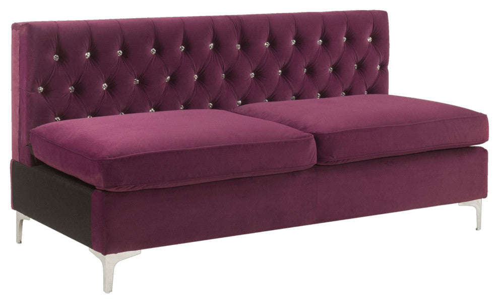 Modular Armless Sofa, Burgundy Velvet