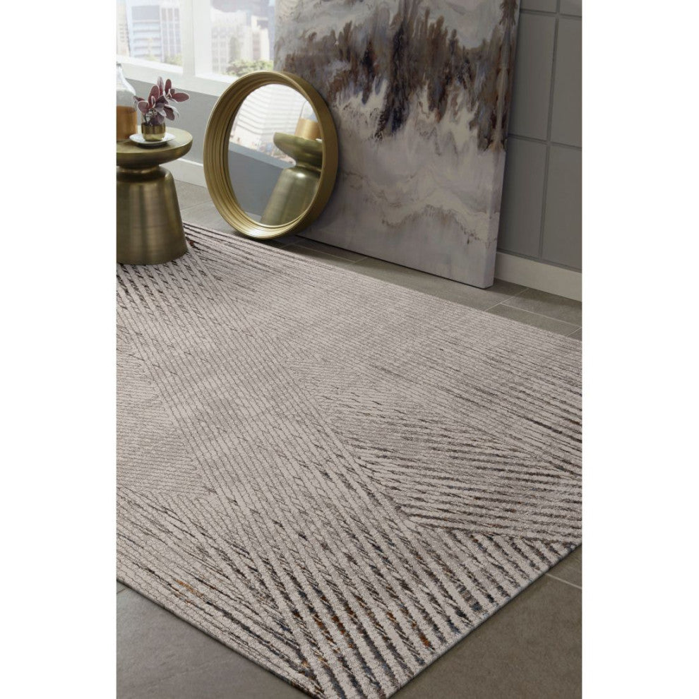 KAS Inspire 7504 Ivory/Gray Parker Area Rug, 7'10"x10'10"
