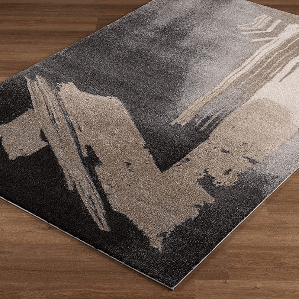 5' X 7' Gray Abstract Power Loom Area Rug