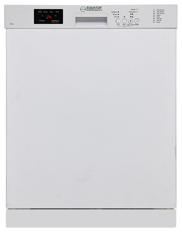 Equator-Europe 24" Built in 14 place Energy Star Dishwasher with 8 Wash Programs, White