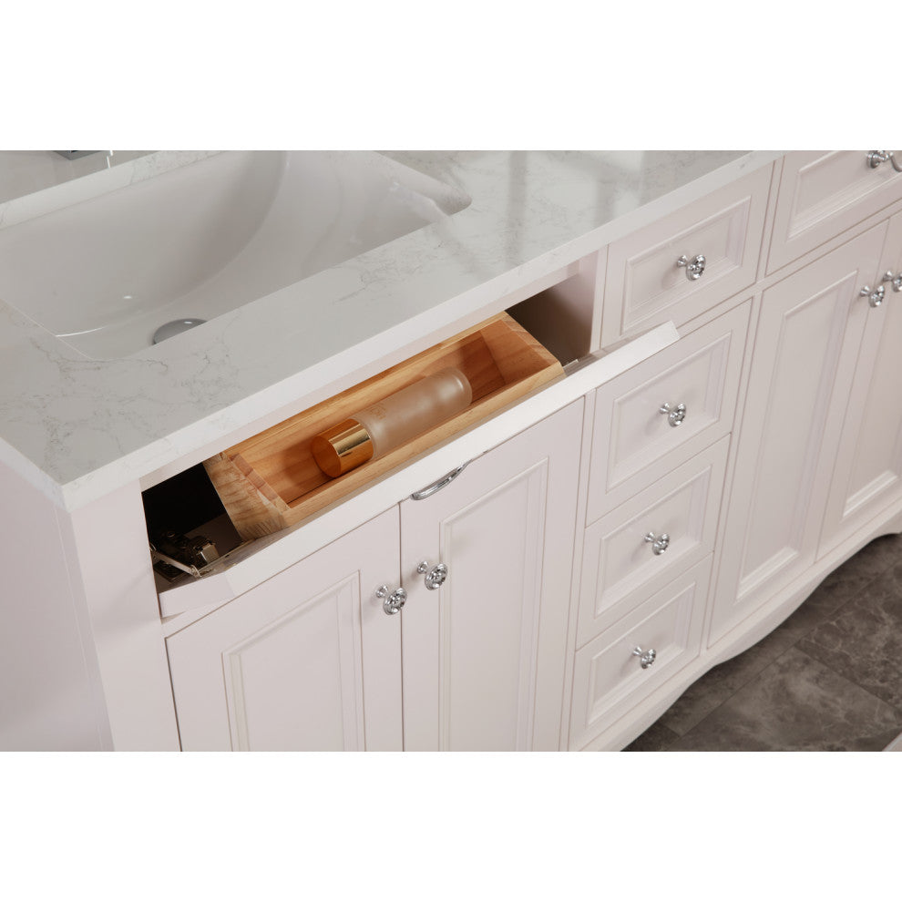 Legion Furniture WS2512 Series Bathroom Sink Vanity, Dreamy White, 60", Artificial Stone Top, Double Sink