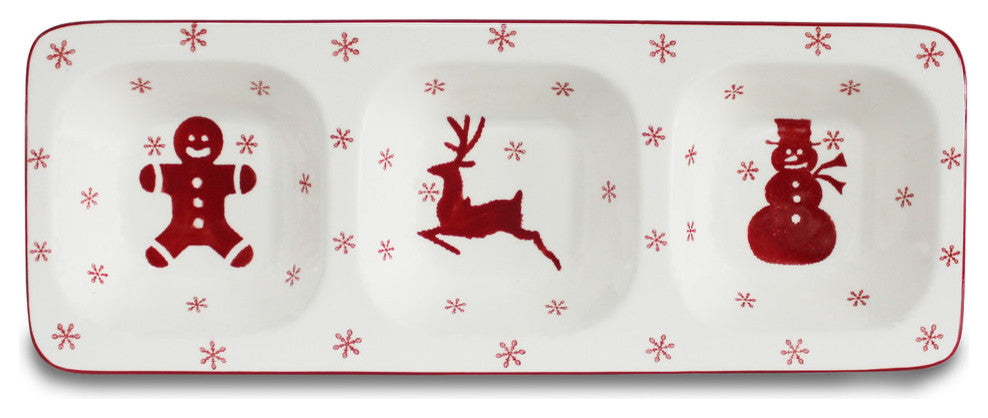 Euro Ceramica Winterfest 3 Part Divided Dish