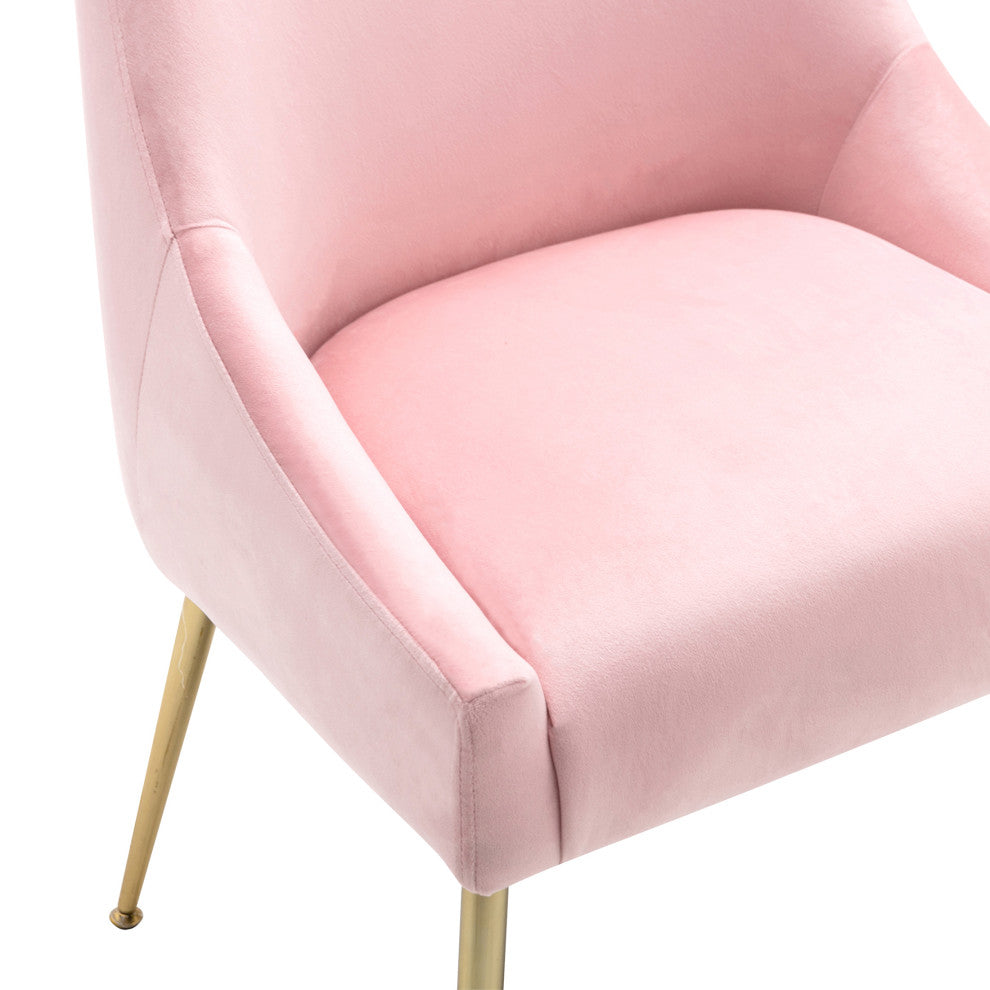 WestinTrends 2PC Velvet Upholstered Accent Chair Set w/ Gold Metal Legs, Pink