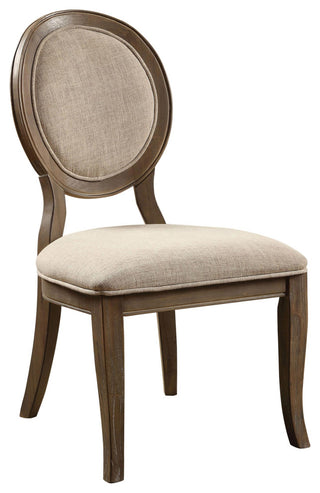 Furniture of America Chlido Fabric Padded Side Chair in Rustic Oak (Set of 2)