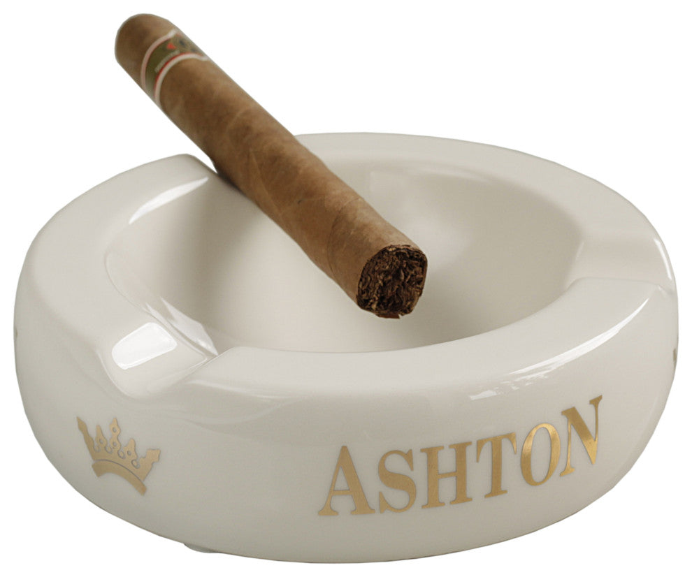 Ashton White Ceramic 3 Cigar Round Ashtray