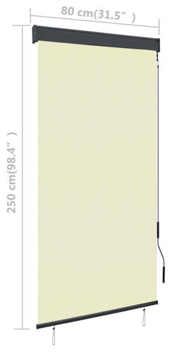 vidaXL Outdoor Roller Blind 31.5"x98.4" Cream