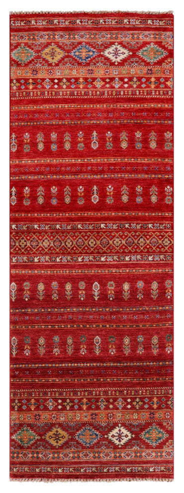 2' 9" X 8' 7" Runner Khorjin Super Kazak Hand-Knotted Rug Q5389