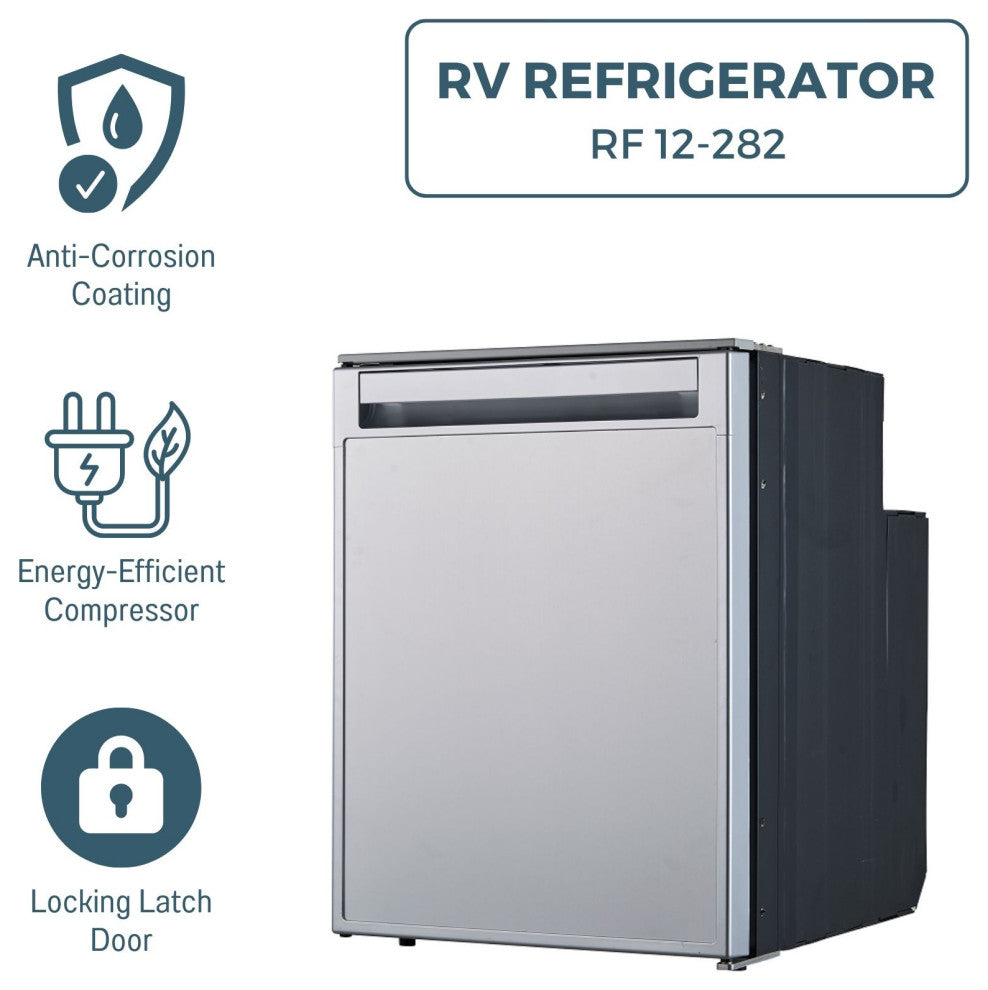 Equator 2.8cu.ft. Brushed Stainless 12V/DC RV Built-in Refrigerator w/Compressor