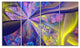 Purple Yellow Fractal Curves, Abstract Canvas Art Print, 48"x28", 4 Panels