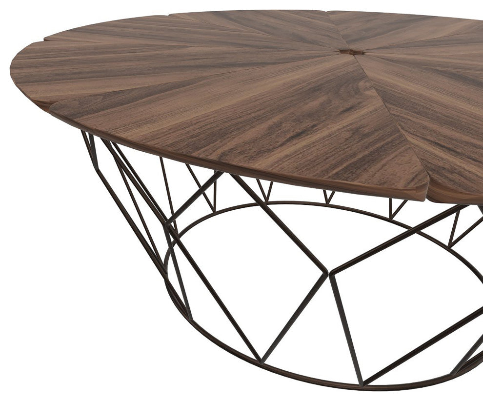 20" Mod Geo Wedges Brown and Black Wood and Iron End Table