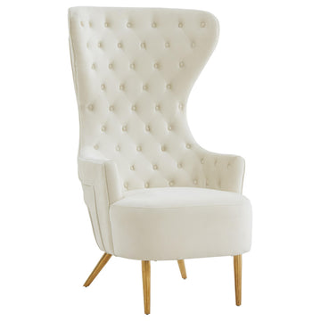 TOV Furniture Jezebel Cream Velvet Wingback Chair