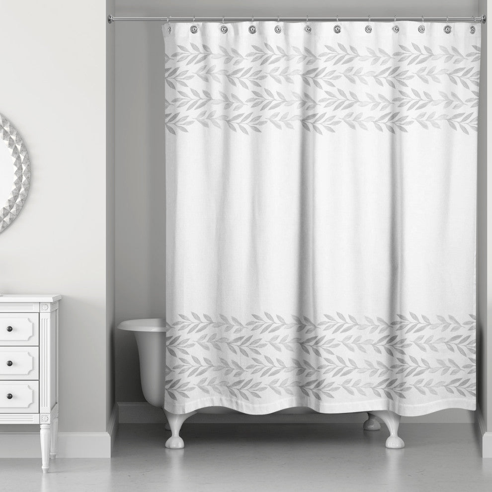 Light Gray Vine Border 71x74 Shower Curtain