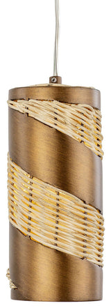 Flow 1-Lt Cylinder Mini Pendant - Baguette/Natural Rattan