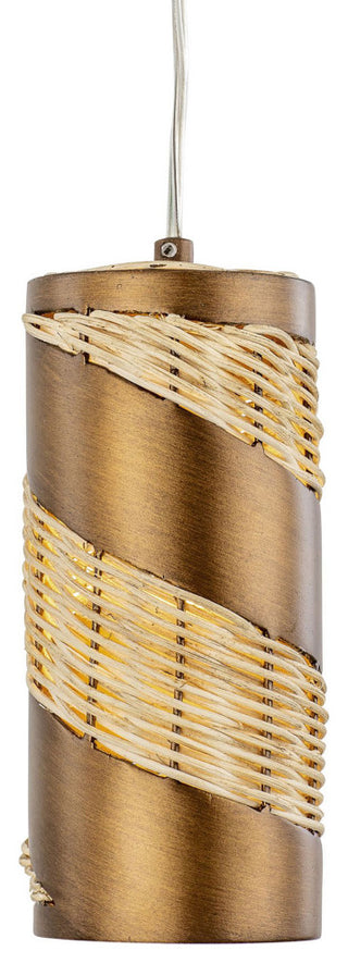 Flow 1-Lt Cylinder Mini Pendant - Baguette/Natural Rattan