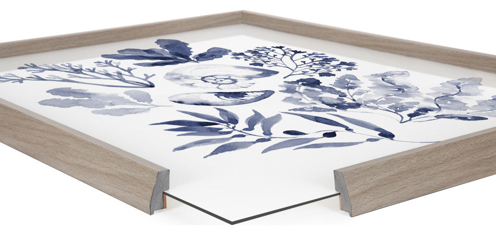 Blake Indigo Shells Framed Printed Acrylic by Sara Berrenson, Gray 24x24