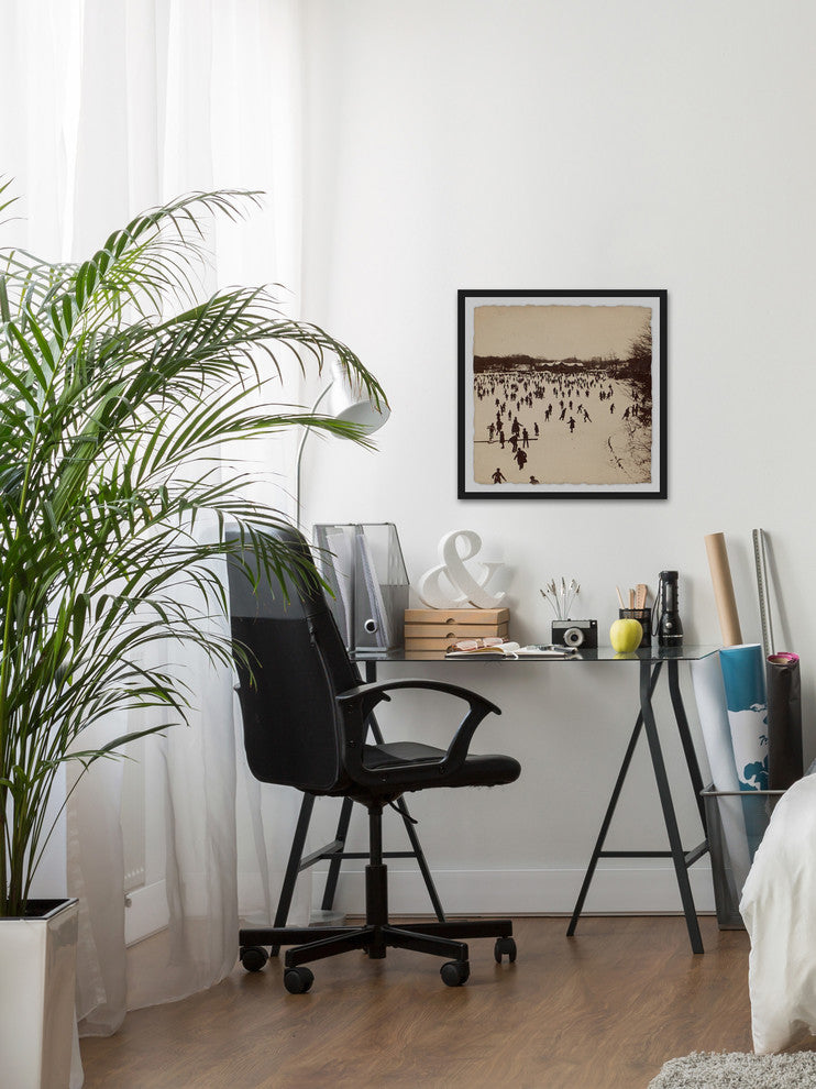 "A Thousand Skaters II" Framed Painting Print, 32"x32"