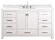 Avanity Modero 60" Single Vanity, White, Cala White Engineered Stone Top