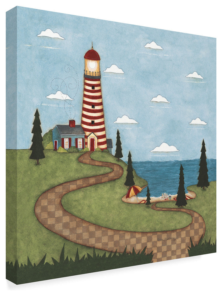 Robin Betterley ''Red And White Lighthouse'' Canvas Art, 24"x24"