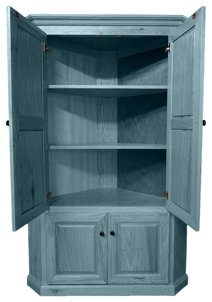 Oak Corner Kitchen Pantry, Aqua Oak