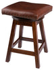 Swivel Bar Stool, Maple Wood With Leather Seat, Rich Tobacco, Bar Height