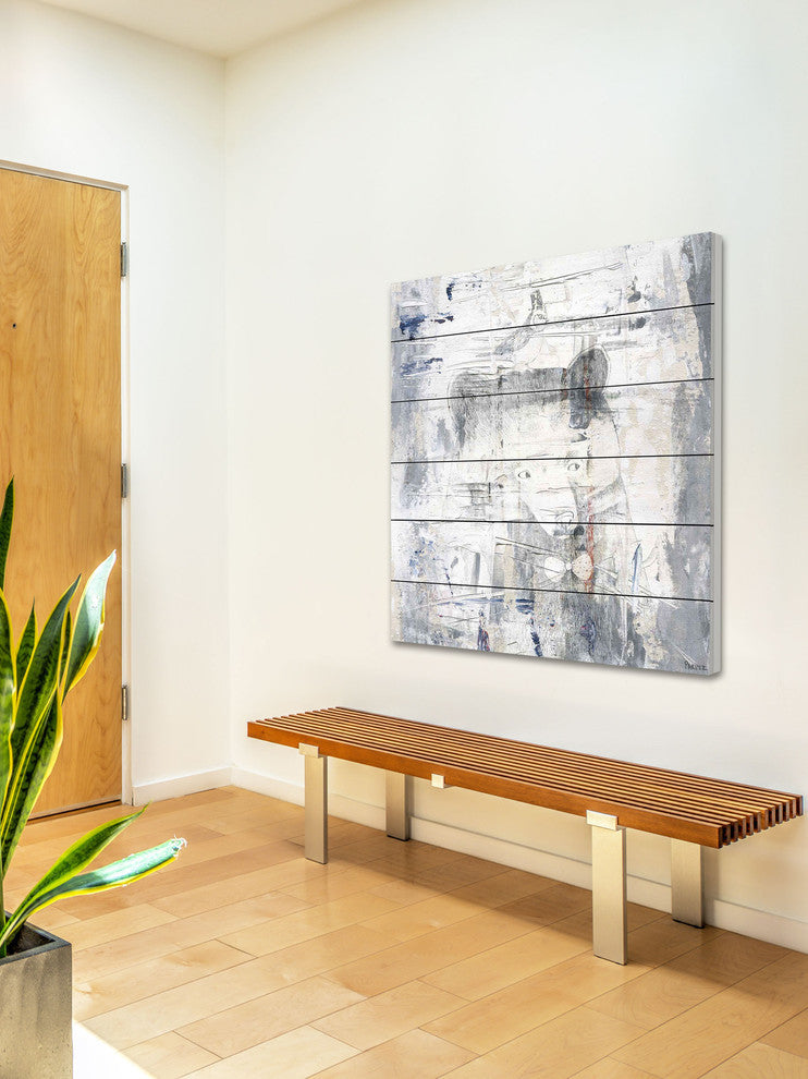 "Dizzy Bear" Painting Print on White Wood, 24"x24"