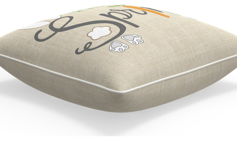 Outdoor/Indoor Easter Hello Spring Natural 18" Throw Pillow