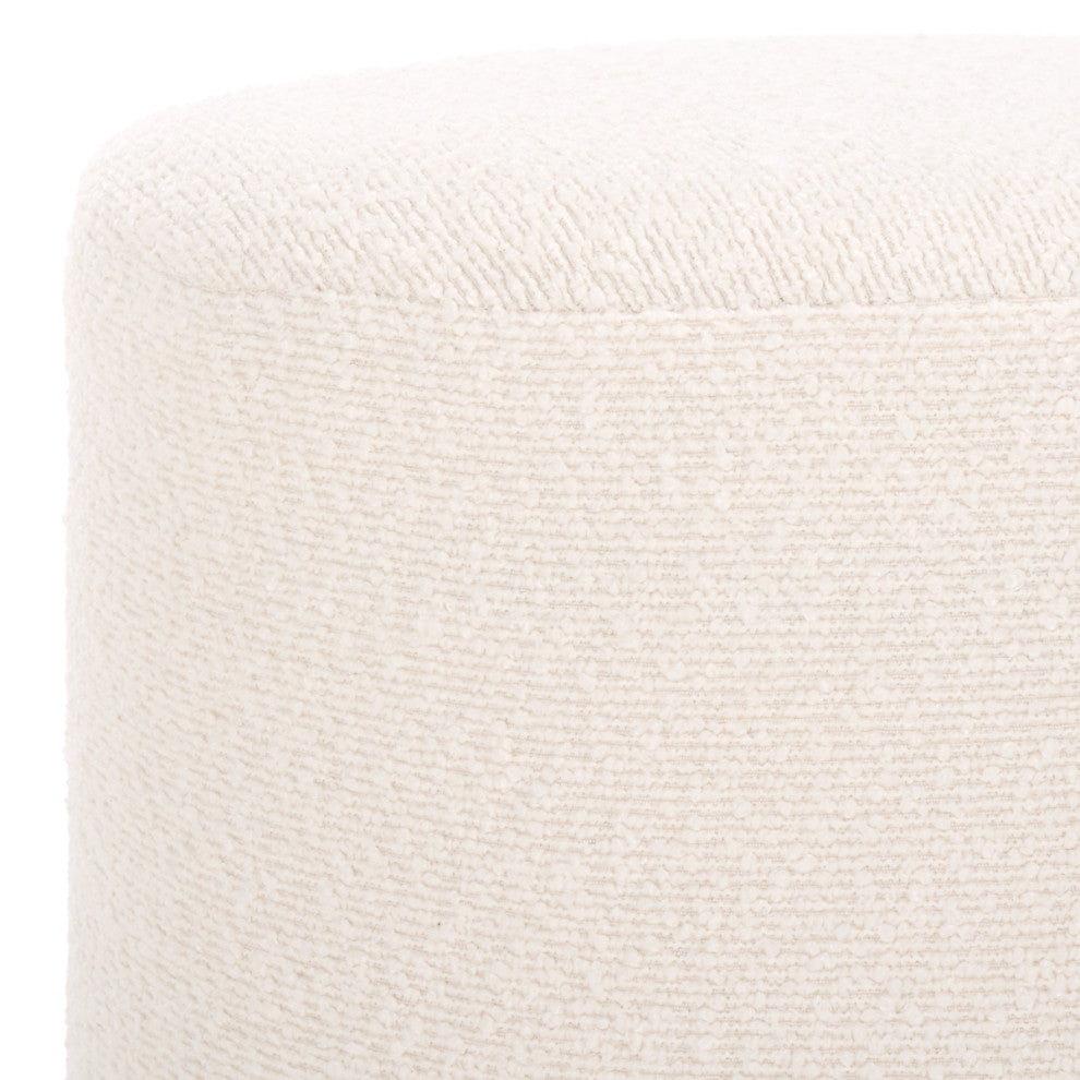 Safavieh Couture Jessa Round Boucle Ottoman, Ivory/Black