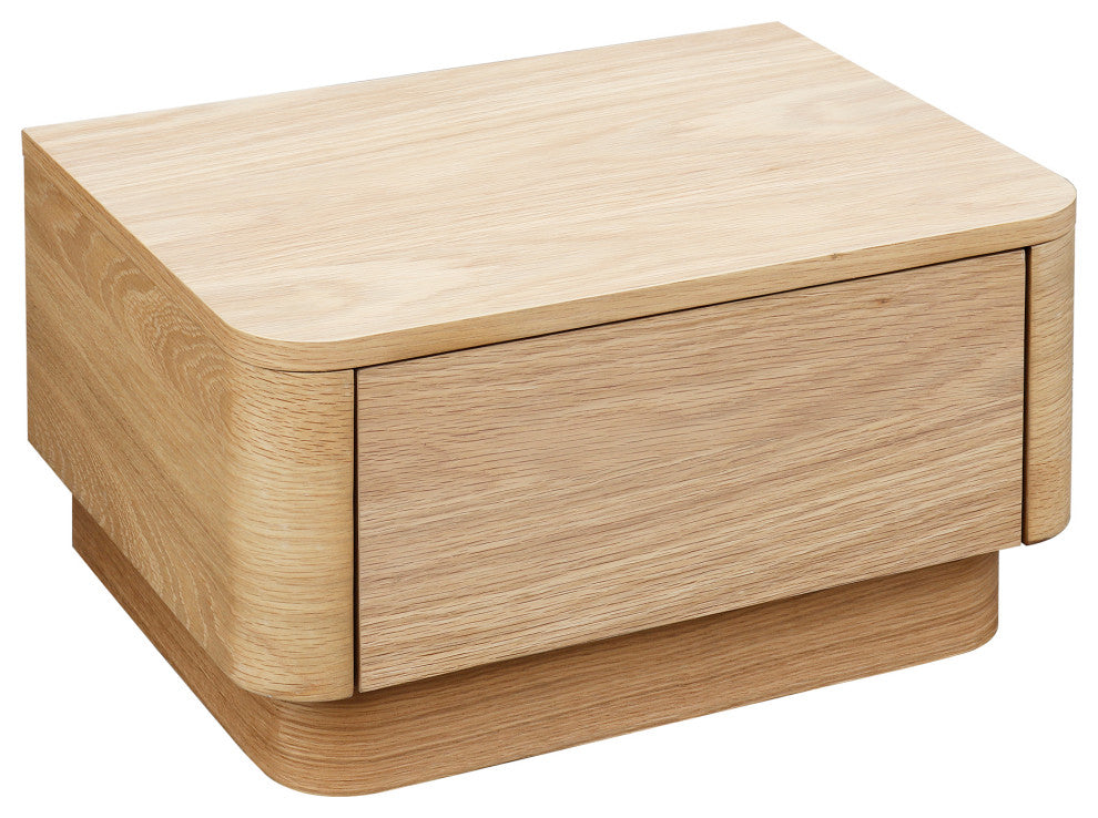 Round Off Light Oak Brown Small Nightstand