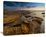 "Large Brown Rocks At Sydney Beach" Seashore Canvas Print, 20"x12"