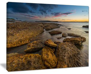 "Large Brown Rocks At Sydney Beach" Seashore Canvas Print, 20"x12"