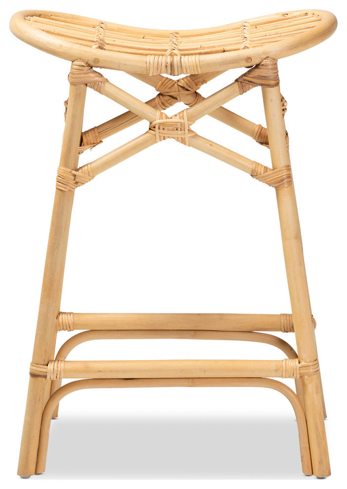 Cassie Natural Brown Rattan Counter Stool