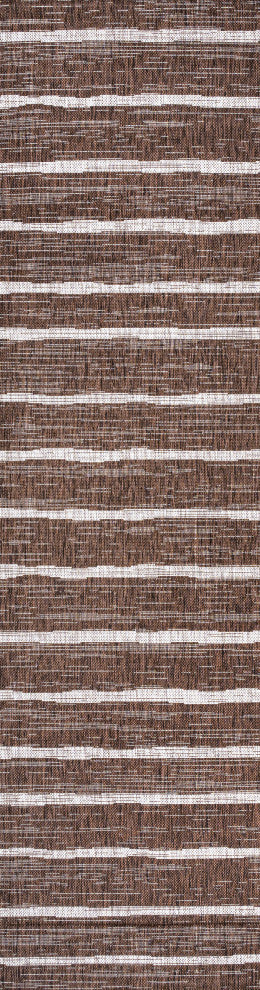 Colonia Berber Stripe Indoor/Outdoor Rug, Brown/Beige, 2x10