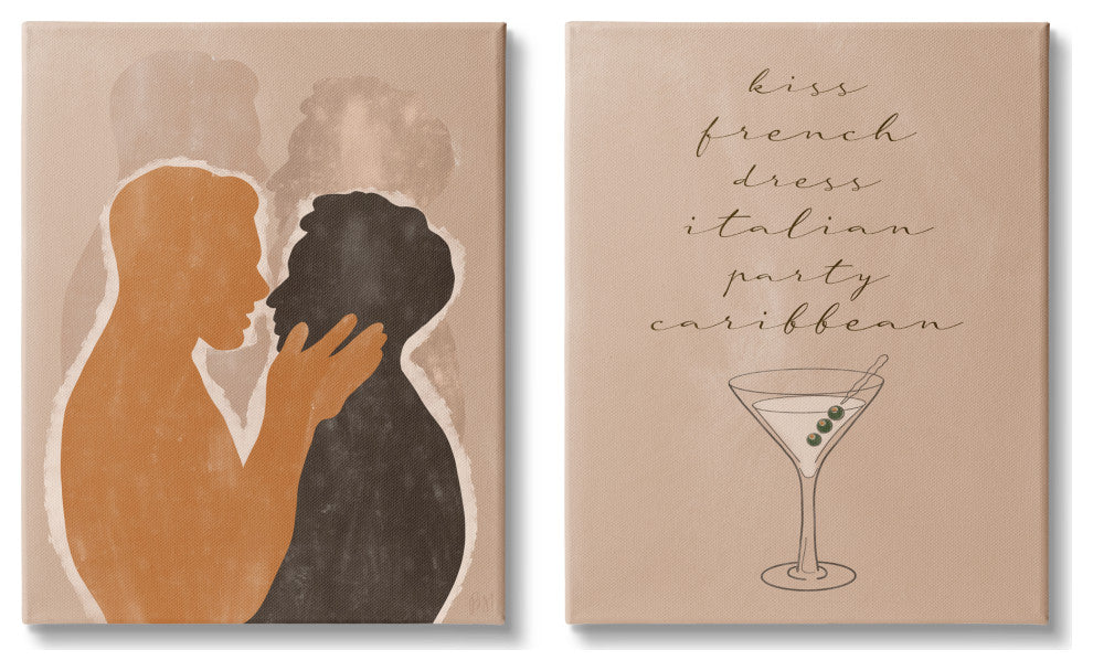 Kiss French Party Caribbean Male Couple Embrace,24 x 30