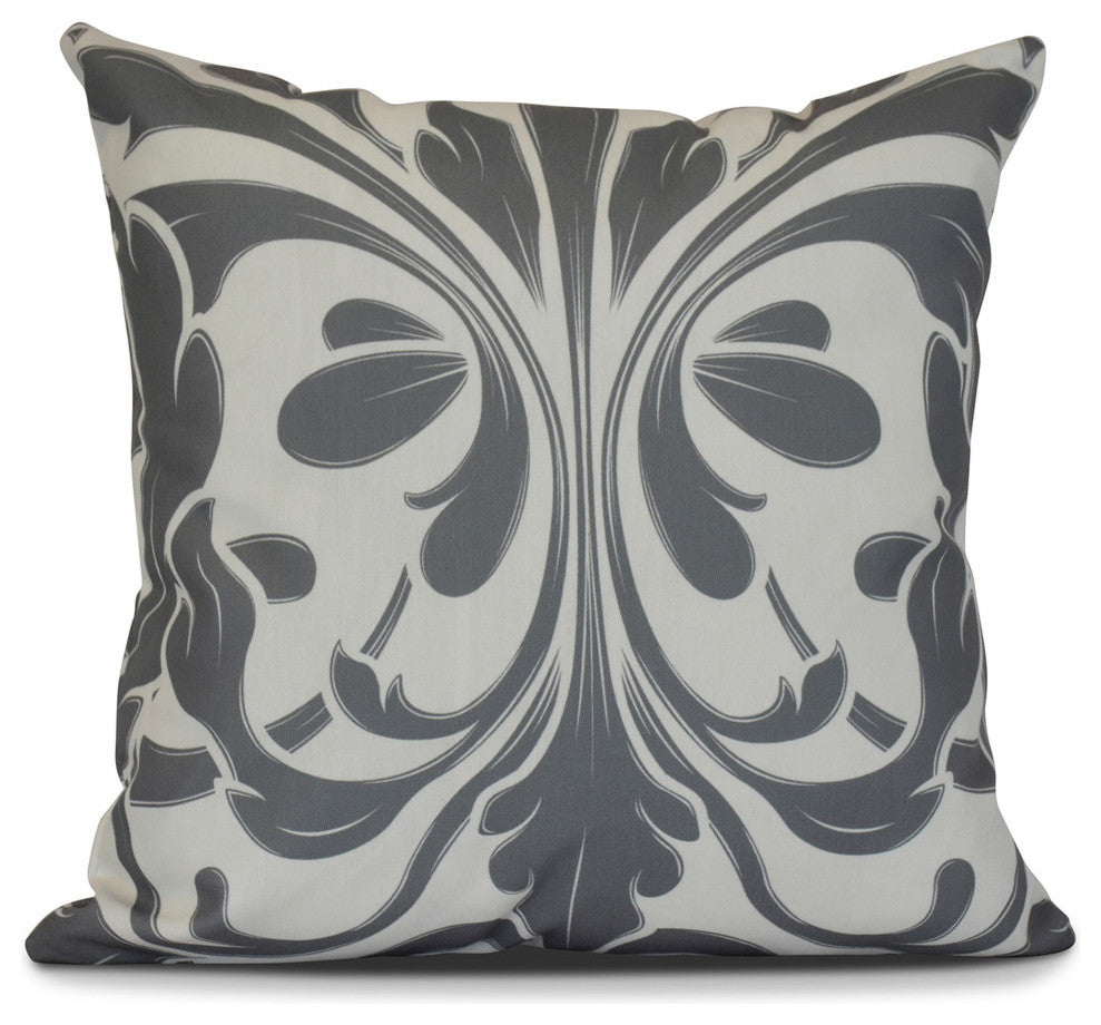 Gray British Colonial, Geometric Print Pillow, 16"x16"