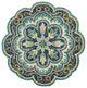 4??Round Green Floral Artwork Area Rug