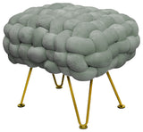 Velvet Pouf Stool Ottoman, Light Gray, 27''x20''x20''