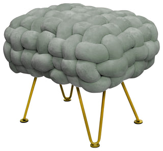 Velvet Pouf Stool Ottoman, Light Gray, 27''x20''x20''