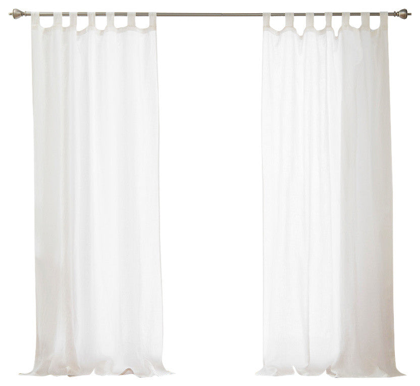 Abelia Belgian Flax Linen Tab Top Curtain