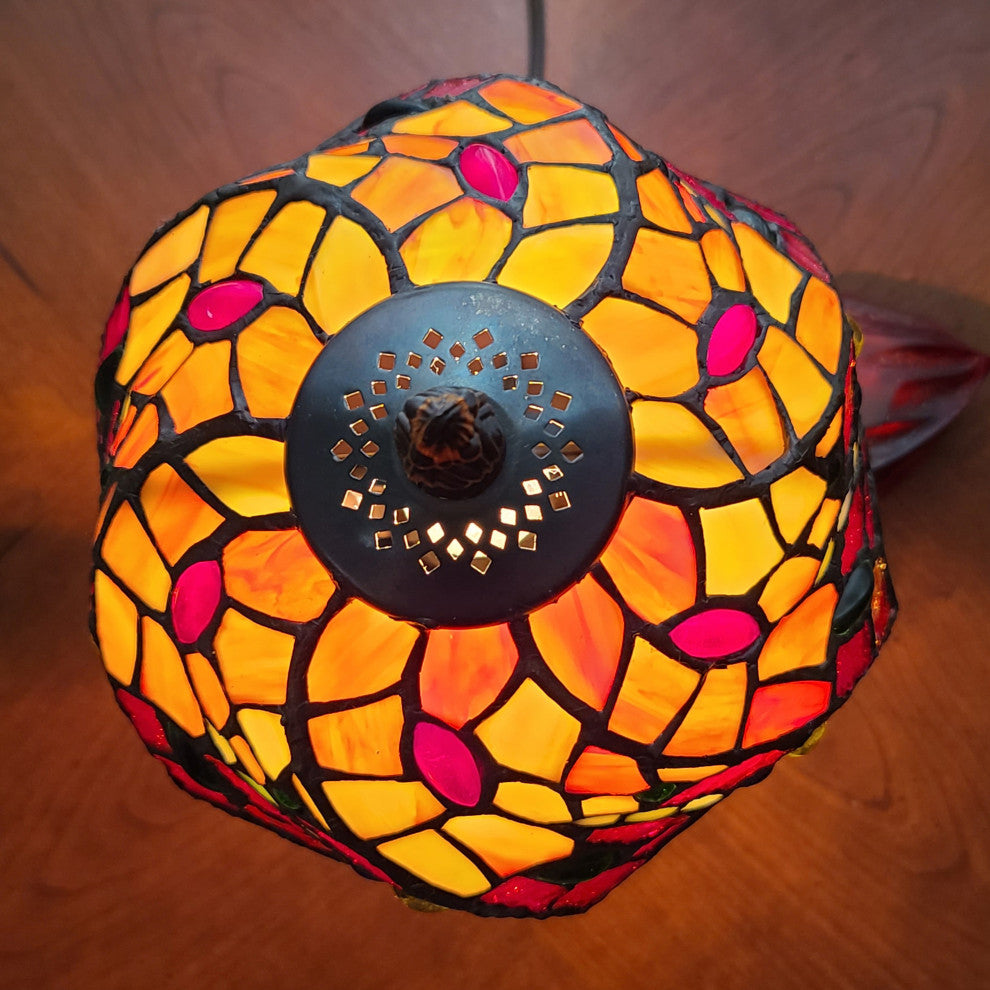 Tiffany Style Dragonflies Mini Table Lamp, 15" Tall