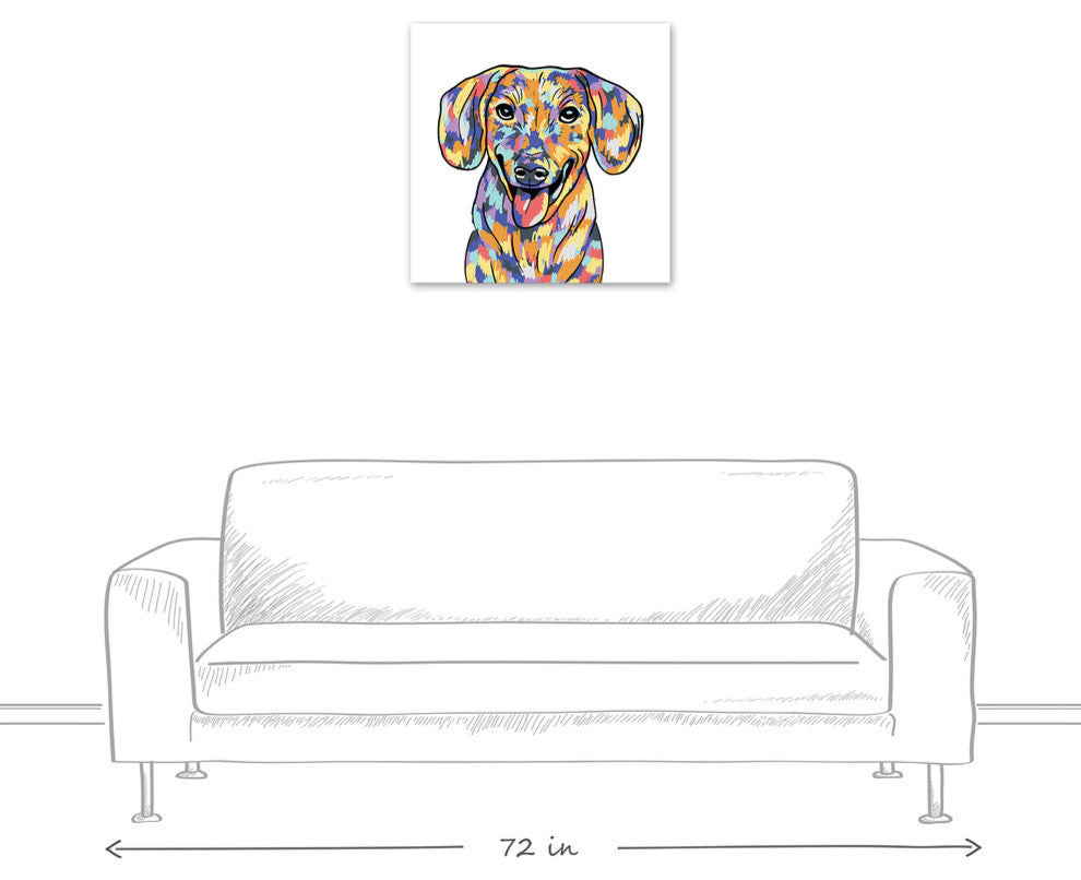 Watercolor Dachshund 24x24 Canvas Wall Art
